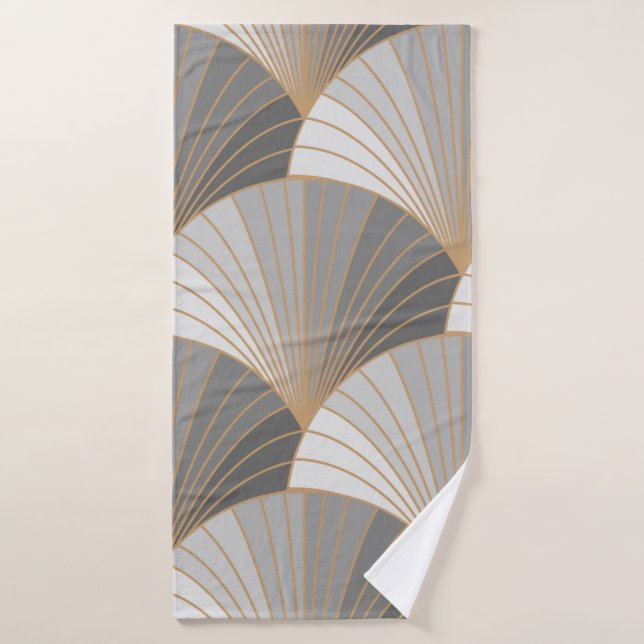 Graue Elemente mit goldener Kontur. nahtloses Must Badehandtuch (Badehandtuch)