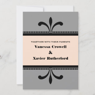 Graue/Extravagante Art Déco Hochzeit Einladung