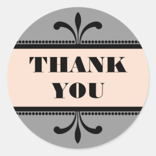 Graue/Extravagante Art Deco Peach Danke Stickers