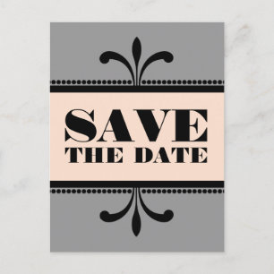 Graue/Extravagante Kunst-Déco Save the Date Postka Ankündigungspostkarte