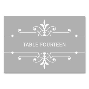 Graue Extravagante Ziertischkarte Tischnummer