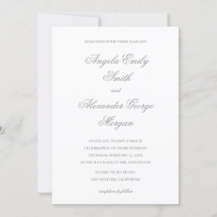 Graue Fancy-Script-Kalligrafie-Hochzeit Einladung