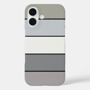 Graue Farbtöne mit schwarzen Streifen auf Aquarell iPhone 16 Hülle
