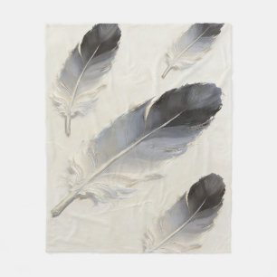 Graue Feder Sanfte Ästhetik Moderne Boho Fleecedecke