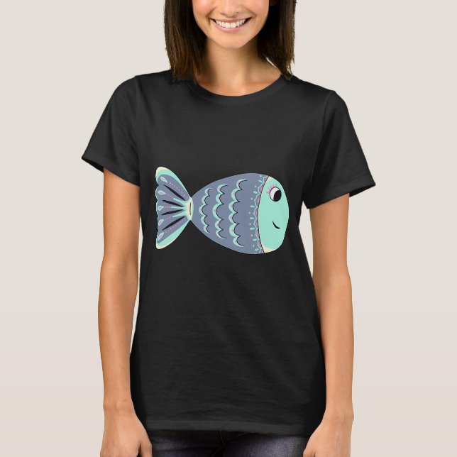 Graue Fisch-Clip-Art-Doodle T-Shirt (Vorderseite)
