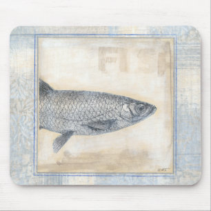 Graue Fische auf beige Hintergrund Mousepad