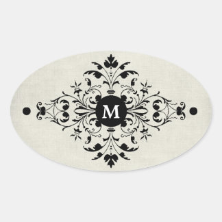 Graue Flanell-Monogramm Ovaler Aufkleber