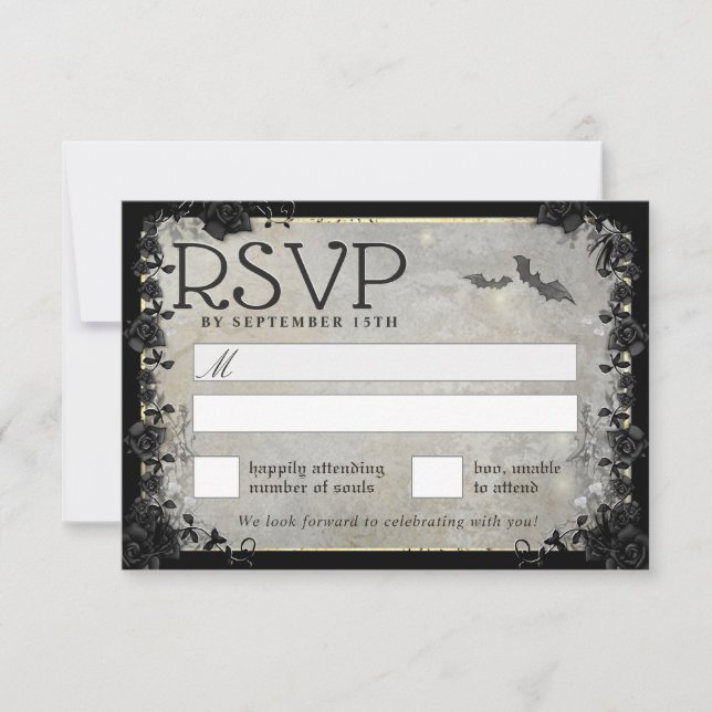 Graue Fledermäuse Gothic Matching RSVP Card Karte (Vorderseite)