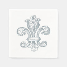 Graue Fleur de Lis auf weißem Hintergrund Papier S