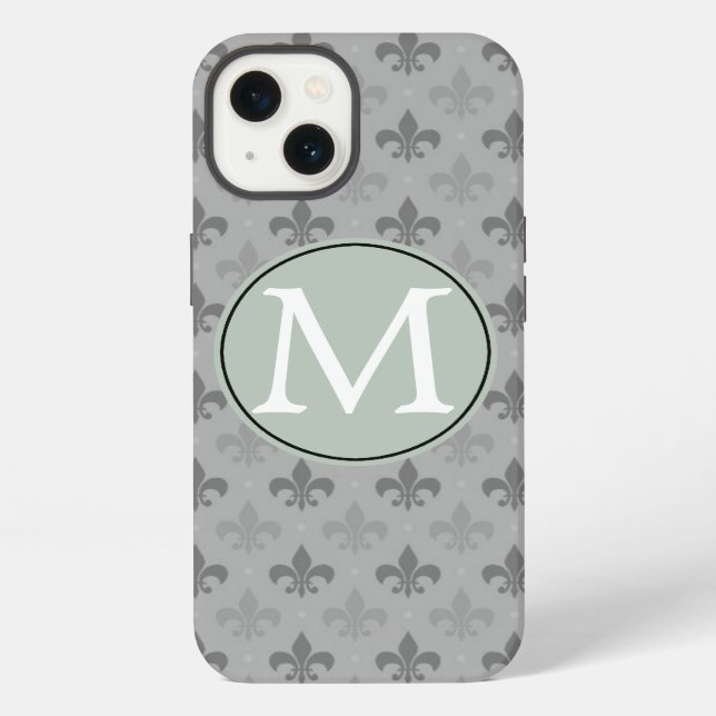Graue Fleur de lis iPhone Hülle (Rückseite)