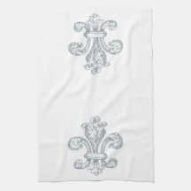 Graue Fleur de Lis Küchenhandtuch