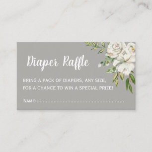 Graue florale Chic Baby Dusche Windeln Raffel Tick Begleitkarte