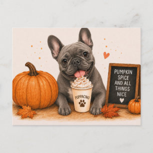 Graue Französische Bulldogge Warm Pumpkin Spice Postkarte