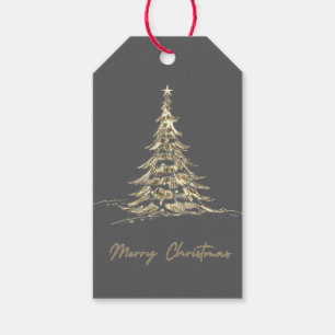 Graue frohe Weihnachtsgeschenke Weihnachtsbaum Geschenkanhänger