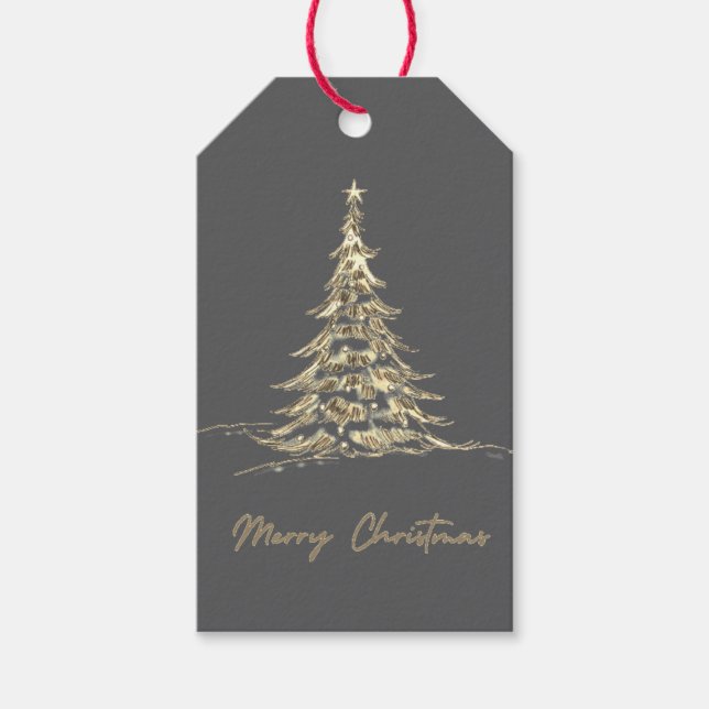 Graue frohe Weihnachtsgeschenke | Weihnachtsbaum Geschenkanhänger (Vorderseite)