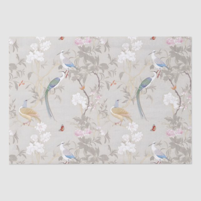 Graue Gärten Chinoiserie Wrapping Paper Seidenpapier (Vorderseite)