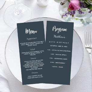 Graue Geburtstagsprogramm-Dinner-Menükarte Einladung