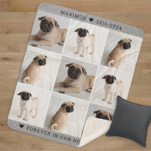 Graue Gedenk-Fotocollage für Hunde als Erinnerungs Sherpadecke