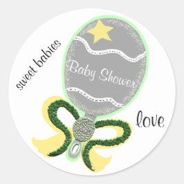 Graue gelbe Babydusche Rattle Round Stickers