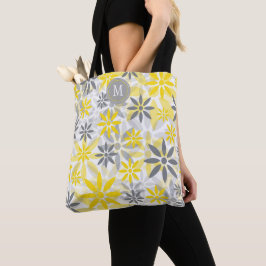 Graue gelbe Blume Grafisches Monogramm