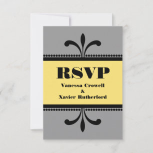 Graue/gelbe Extravagante Art-Deco-RSVP-Karte RSVP Karte