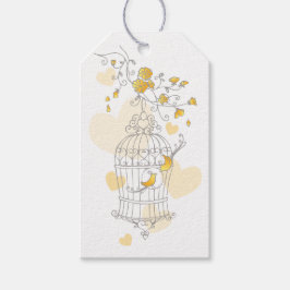 Graue, gelbe Gastgeschenk Hochzeit Geschenkanhänger