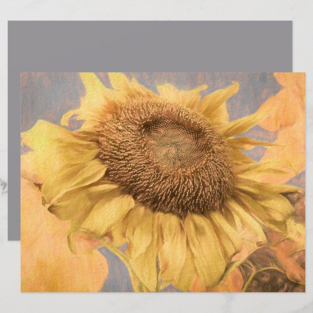 Graue, gelbe Sonnenblume Kunst (Vorne/Hinten)