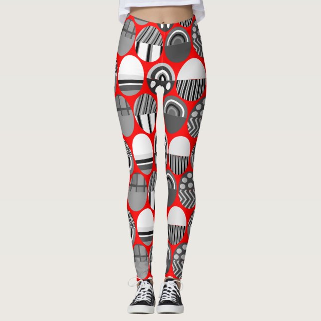 Graue Gemusterte Ovale Leggings (Vorderseite)