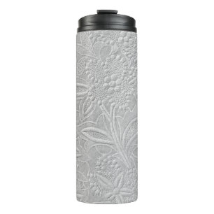 Graue geprägte Blumenoptik Thermosbecher