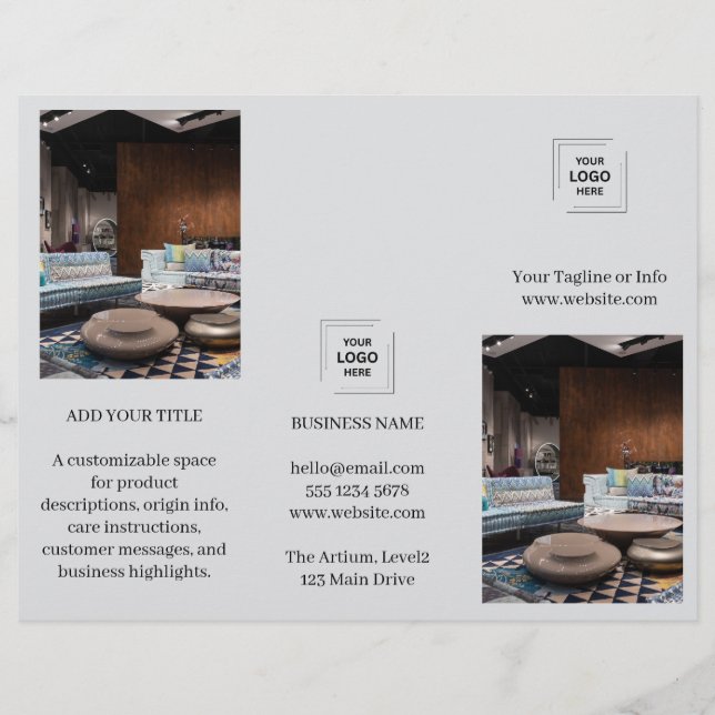 Graue Geschäfts-3-Foto-Trifold-Broschürendesign (Vorderseite)