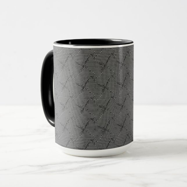 Graue Gestalt mit kleinen Streifen und pixelig Tasse (Vorderseite Links)