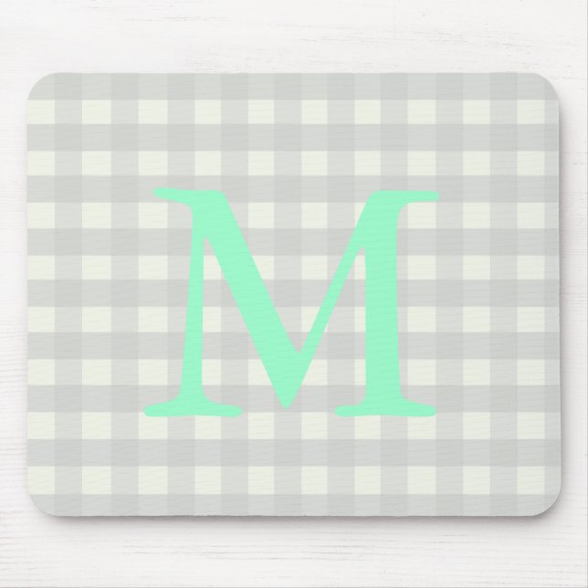 Graue Gingham-Mausunterlage Mousepad (Vorne)