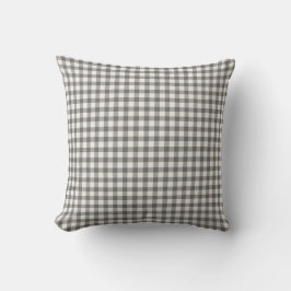 Graue Gingham-Schlafzimmerkissen | Neutrale karier Kissen