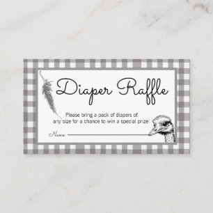Graue Gingham-Strauß-Baby-Party-Windel-Raffle Begleitkarte