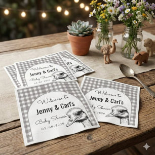 Graue Gingham-Strauß-Kinderparty Serviette