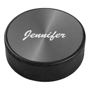 Graue glänzende Imitate Metall individuelle Name Eishockey Puck