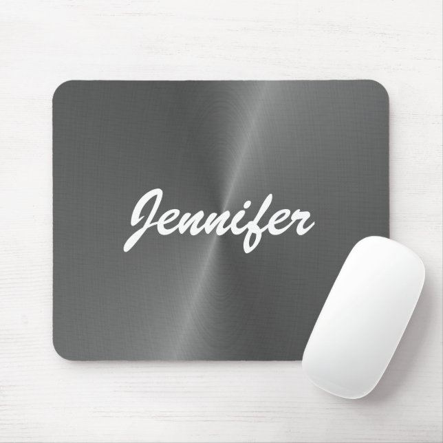Graue glänzende Imitate Metall individuelle Name Mousepad (Mit Mouse)