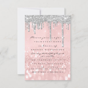Graue Glitter-Tropfen Silberne Rose Brautkleid Swe Einladung