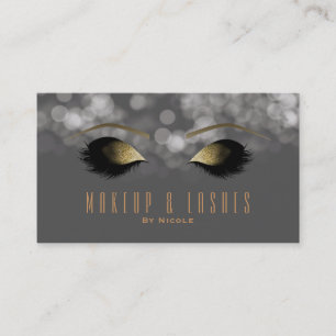 Graue Glitzerlichter Make-up Wimpern Beauty Spa Visitenkarte