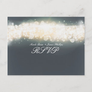 Graue Glitzernde Licht Explosion RSVP Hochzeitspos Einladungspostkarte