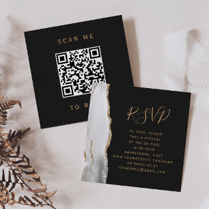 Graue Gold Agate Dark Wedding QR Code UAWG Begleitkarte