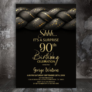 Graue Gold Braid Überraschung 90. Geburtstagsparty Einladung