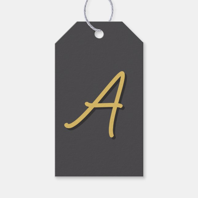 Graue Gold-Farb-Monogramm Professional Geschenkanhänger (Vorderseite)