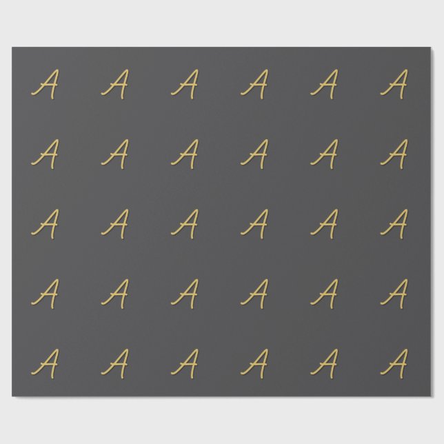 Graue Gold-Farb-Monogramm Professional Geschenkpapier (Flach)