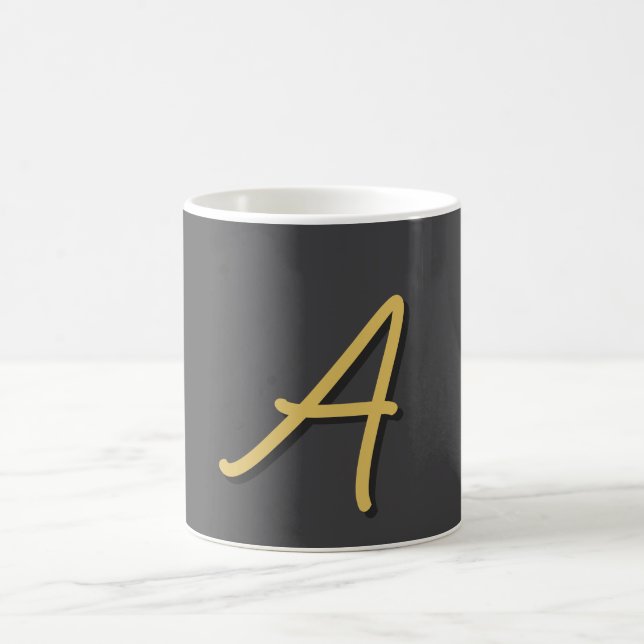 Graue Gold-Farb-Monogramm Professional Kaffeetasse (Mittel)