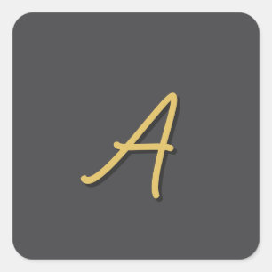 Graue Gold-Farbige Monogramm Professional Quadratischer Aufkleber