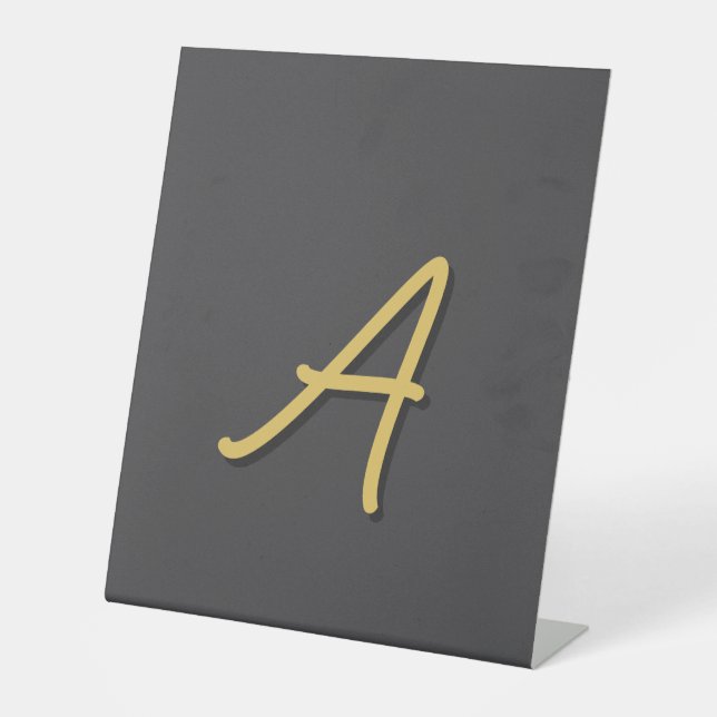 Graue Gold-Farbige Monogramm Professional Sockelschild (Vorderseite)