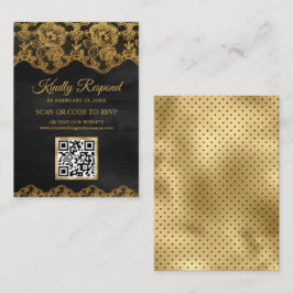 Graue Gold Foil Lace QR Code UAWG Wedding Website Begleitkarte