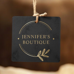 Graue Goldene Blumen Boutique Branding Telefonnummerkarte
