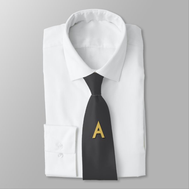 Graue Goldfarbene Monogramm Professional Krawatte (Gebunden)
